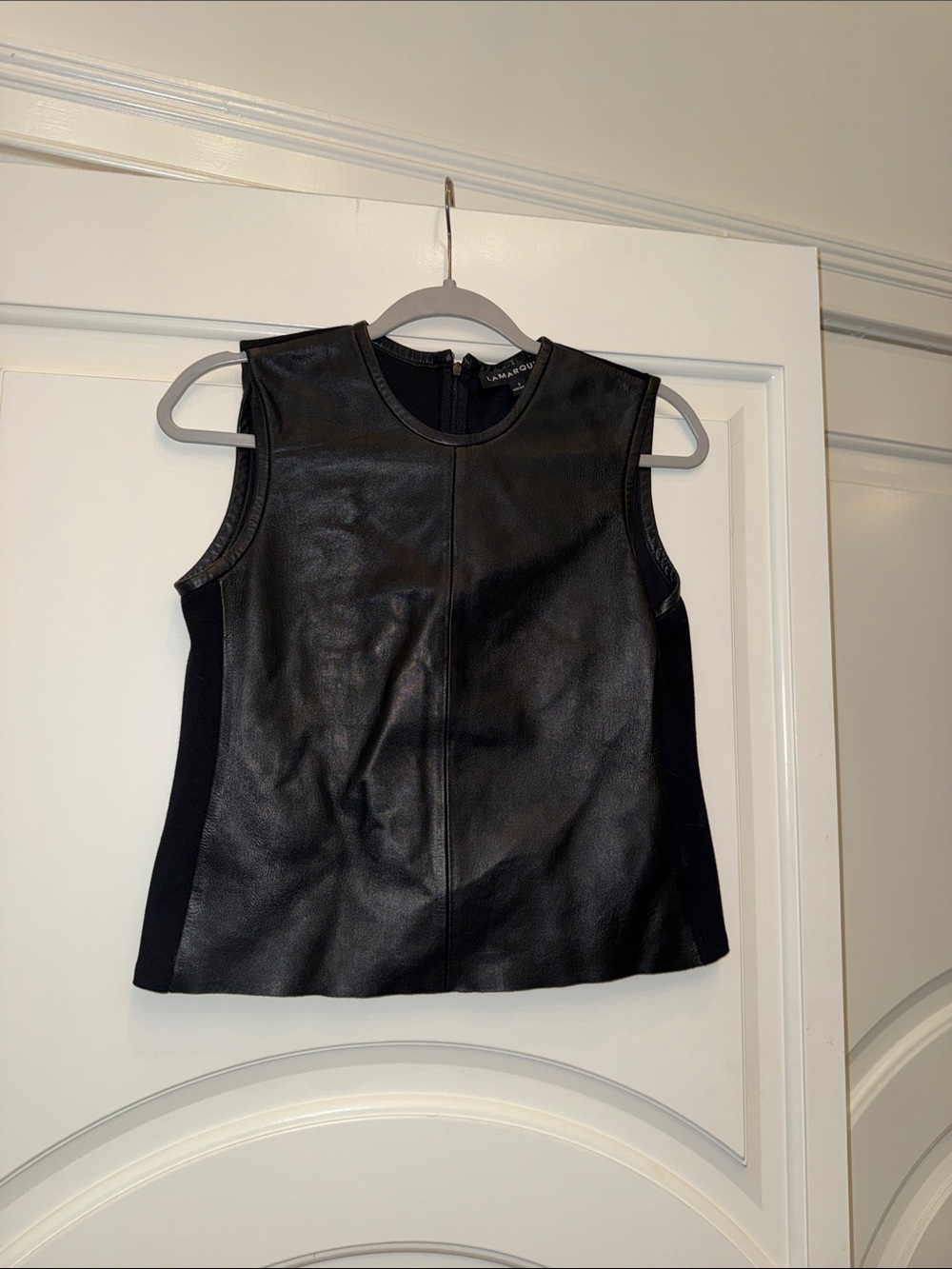 Lamarque Black Faux Leather Sleeveless Tank